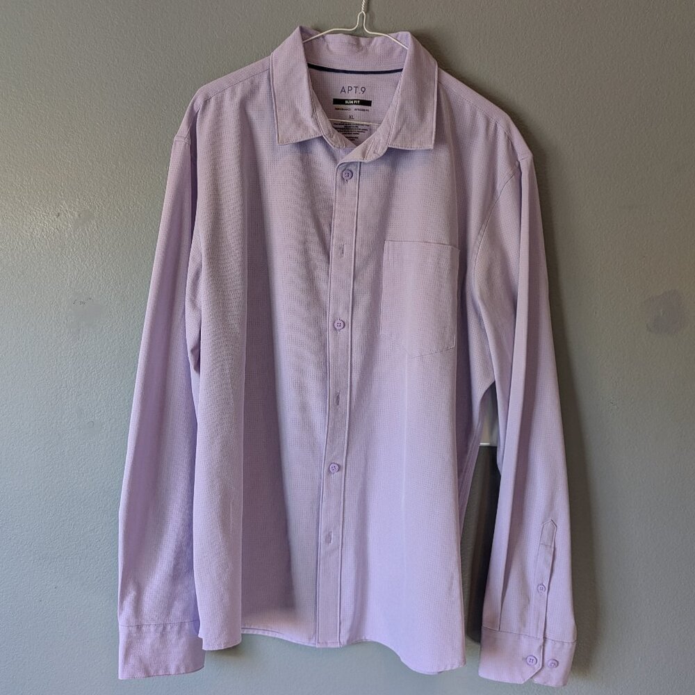 Apt.9 Premier Flex Performance casual button down shirt purple XL slim